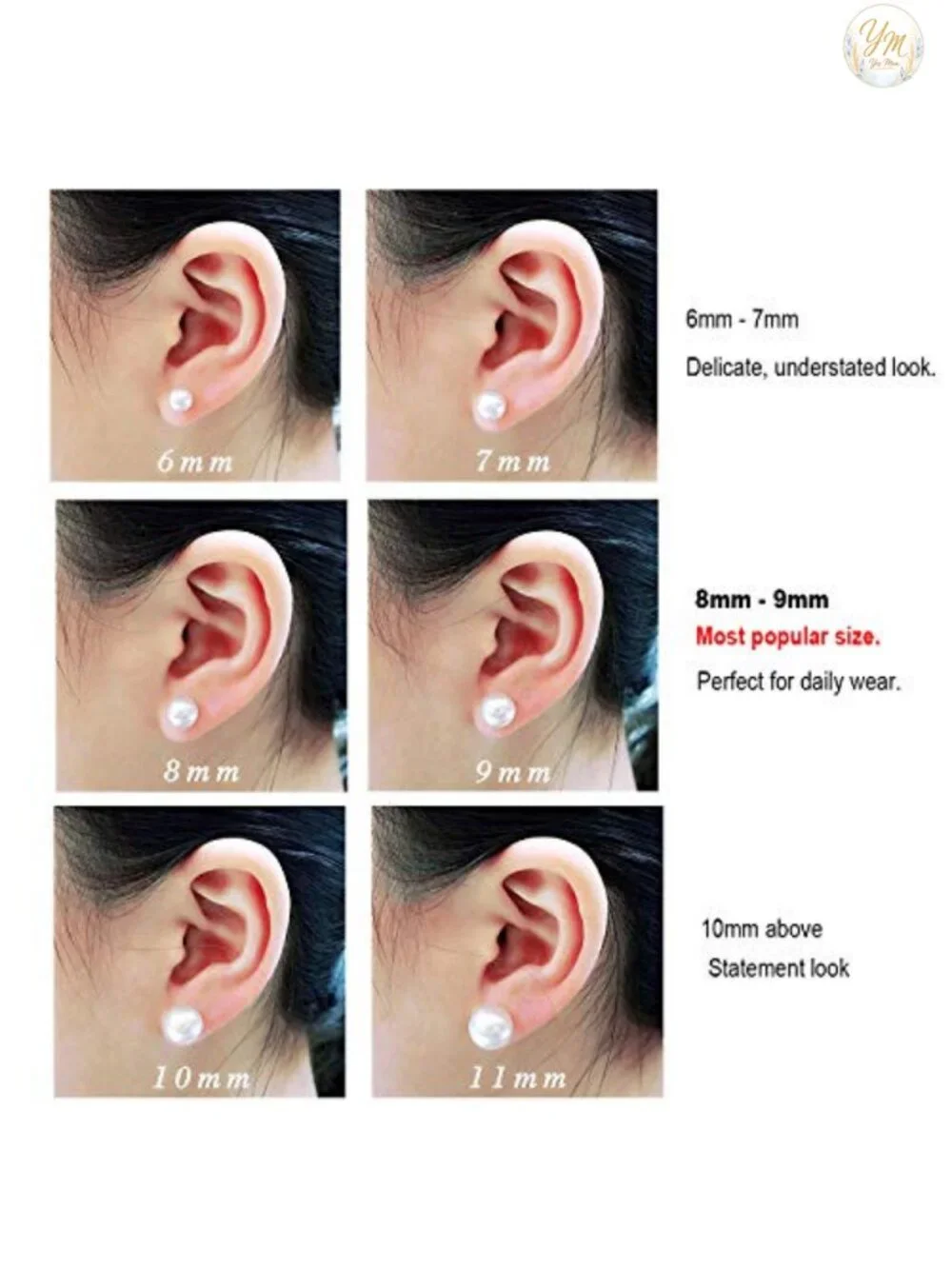 14K Gold Round Freshwater Cultured Pearl Stud Earrings AAAA High Luster